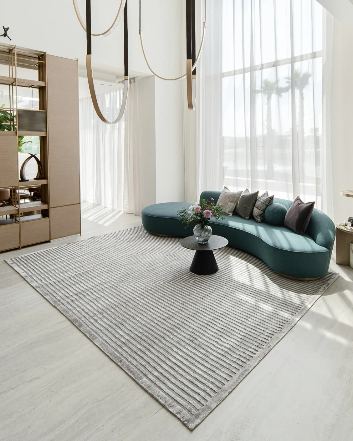 Harf Noon Ashton carpet in grey, shown in a lifestyle right view as image 7