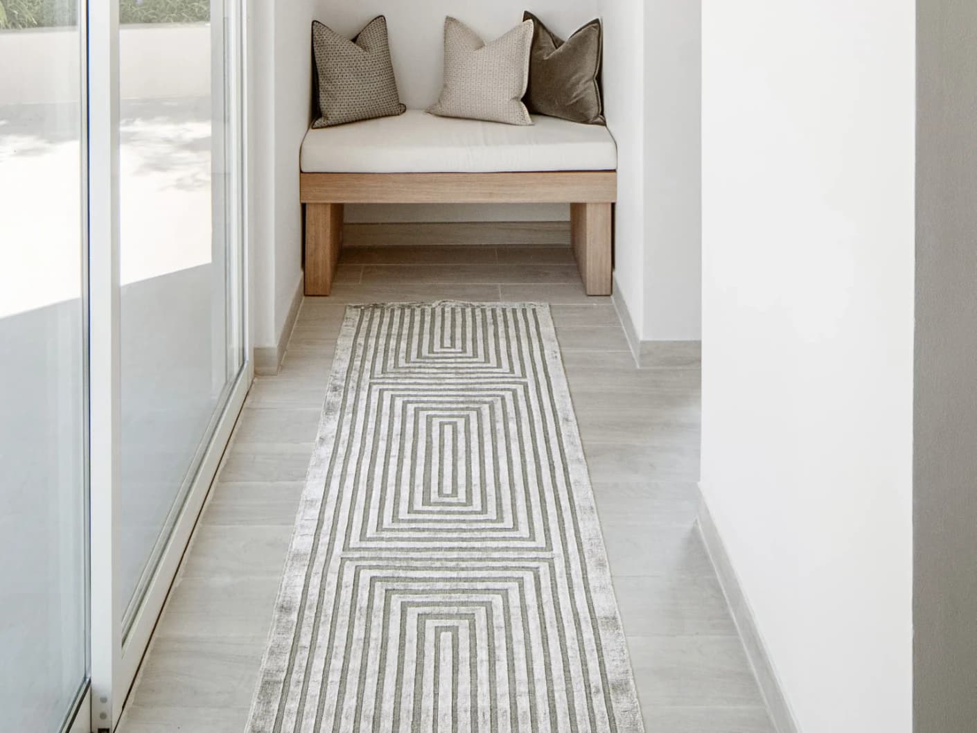 Harf Noon Ashton Runners carpet in grey, shown in a lifestyle front view