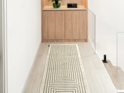Harf Noon Sandy Runners carpet in beige and ivory, shown in a lifestyle front view