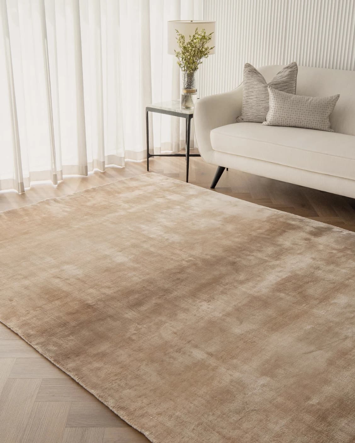 Hartman Sandy carpet in beige, shown in a lifestyle right view as image 5