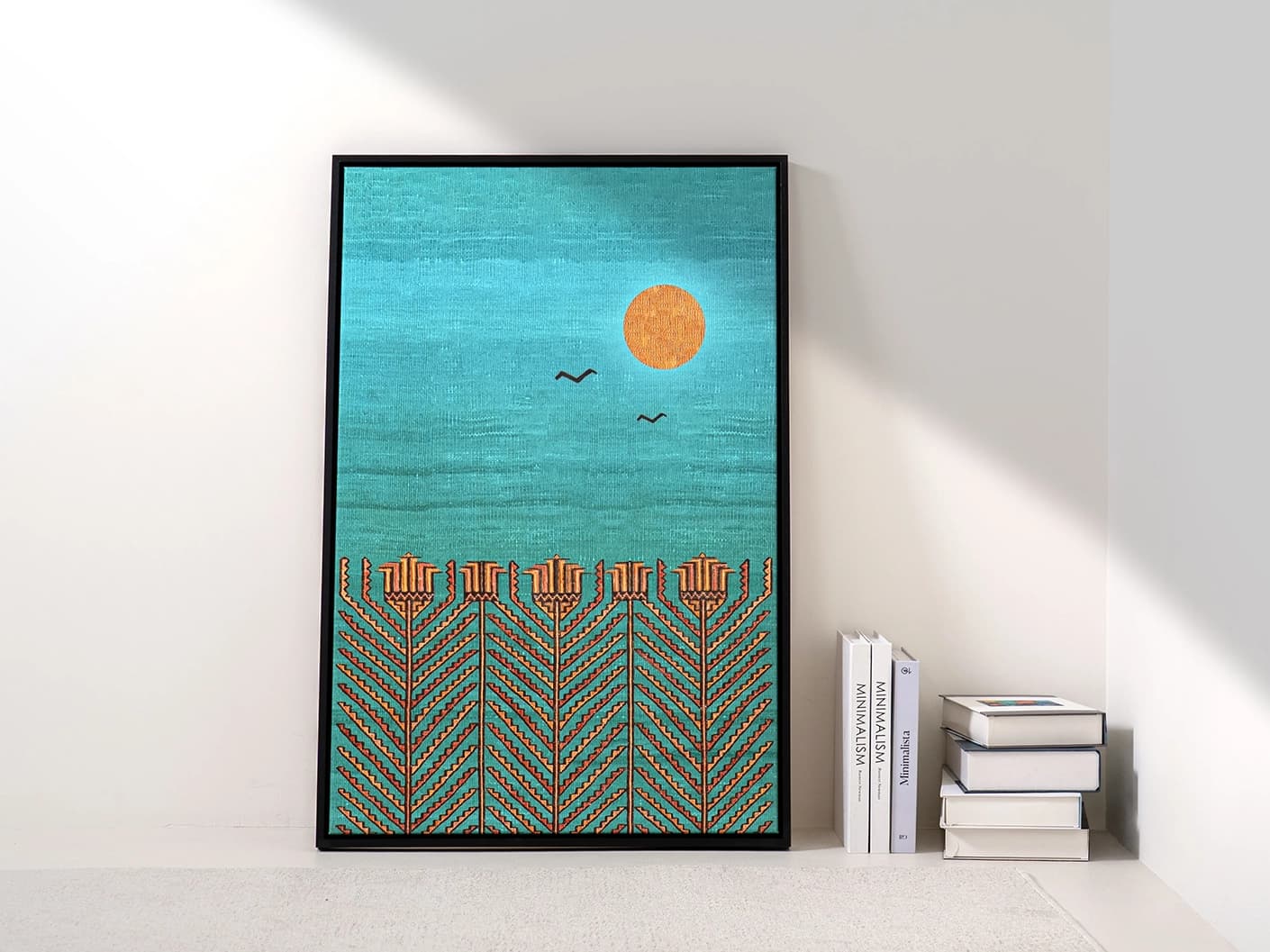 Harvest canvas in blue, shown in a lifestyle front view as image 3