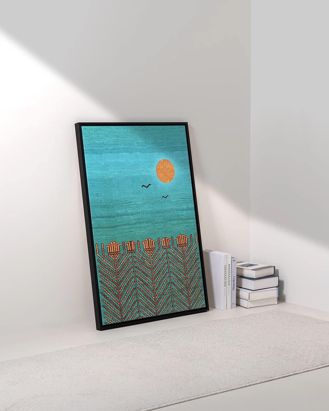 Harvest canvas in blue, shown in a lifestyle left view as image 3