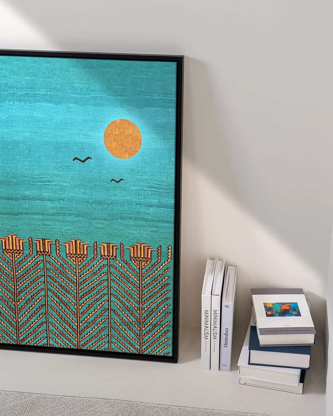 Harvest canvas in blue, shown in a lifestyle top view as image 4
