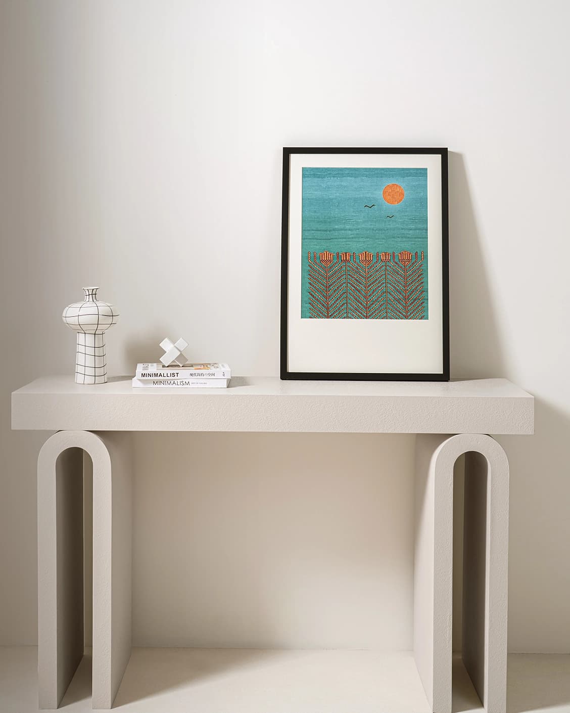 Harvest fine art print in blue, shown in a lifestyle front view as image 2