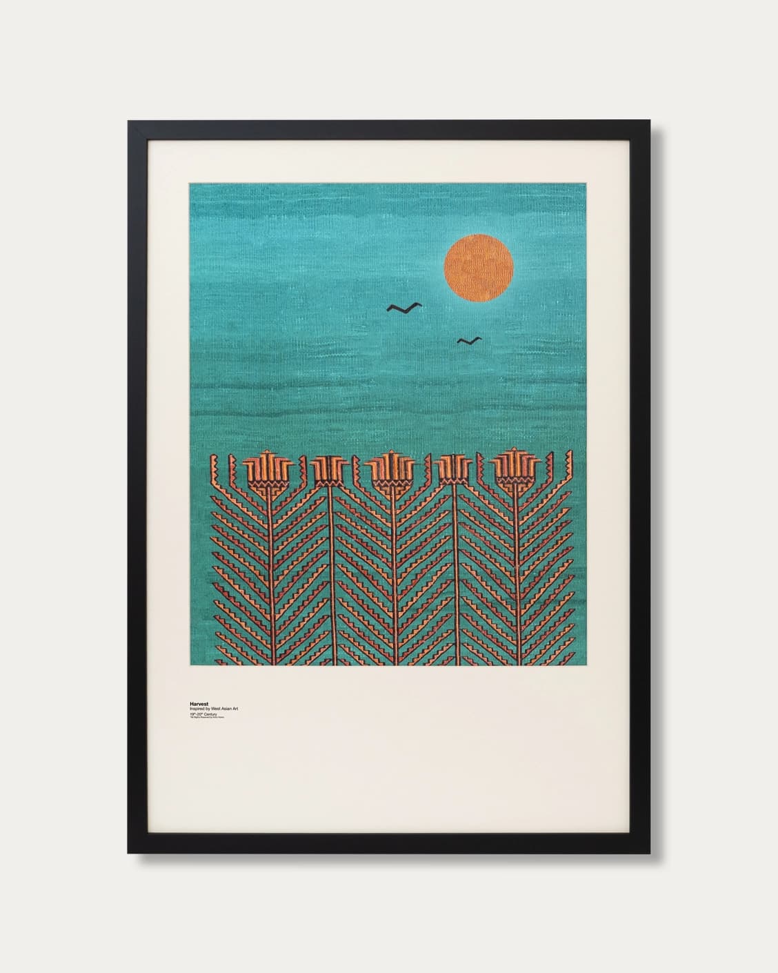 Harvest fine art print in blue, shown in a lifestyle front view as image 1