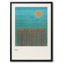 Harvest fine art print in blue, shown in a lifestyle front view as image 1