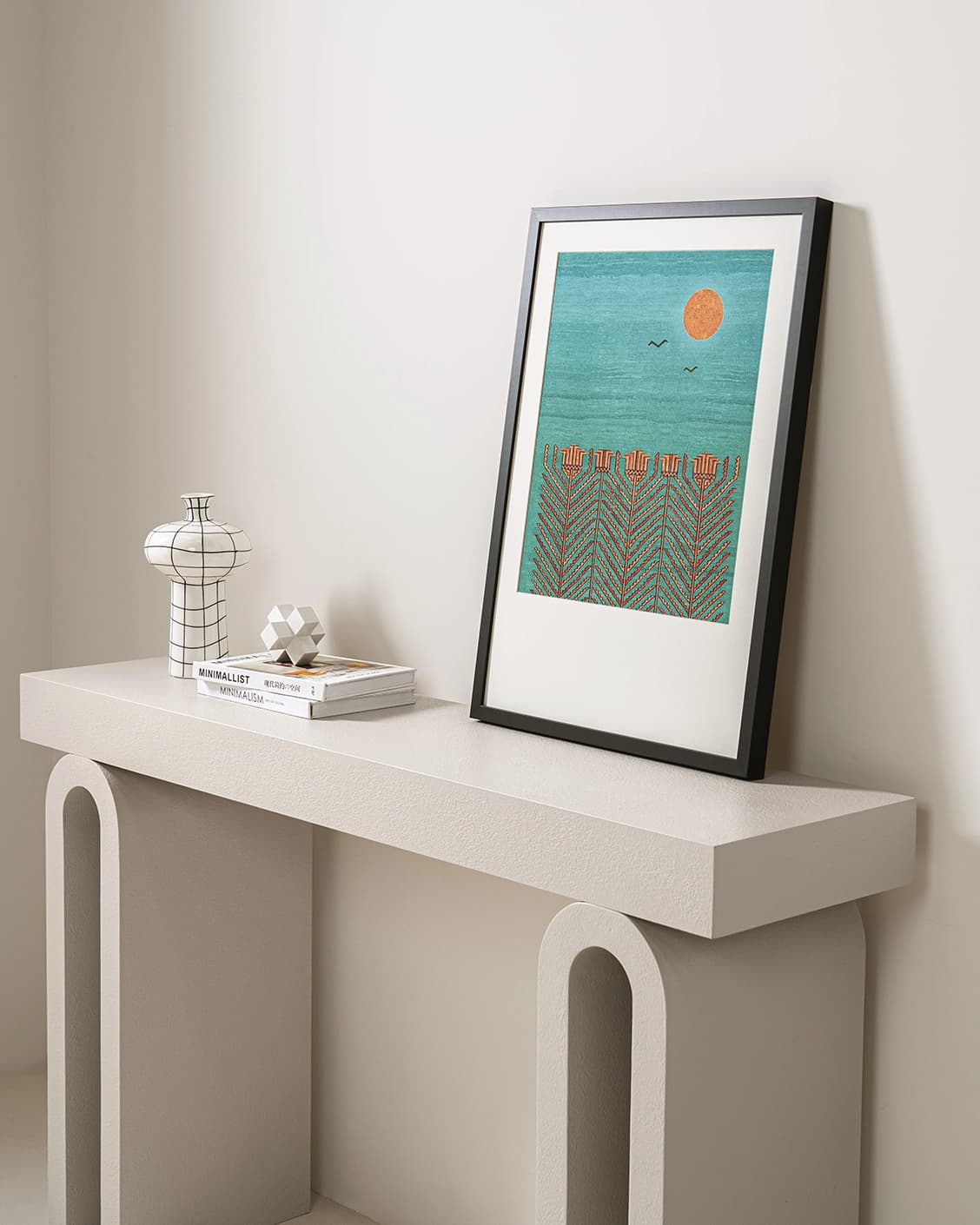 Harvest fine art print in blue, shown in a lifestyle right view as image 4