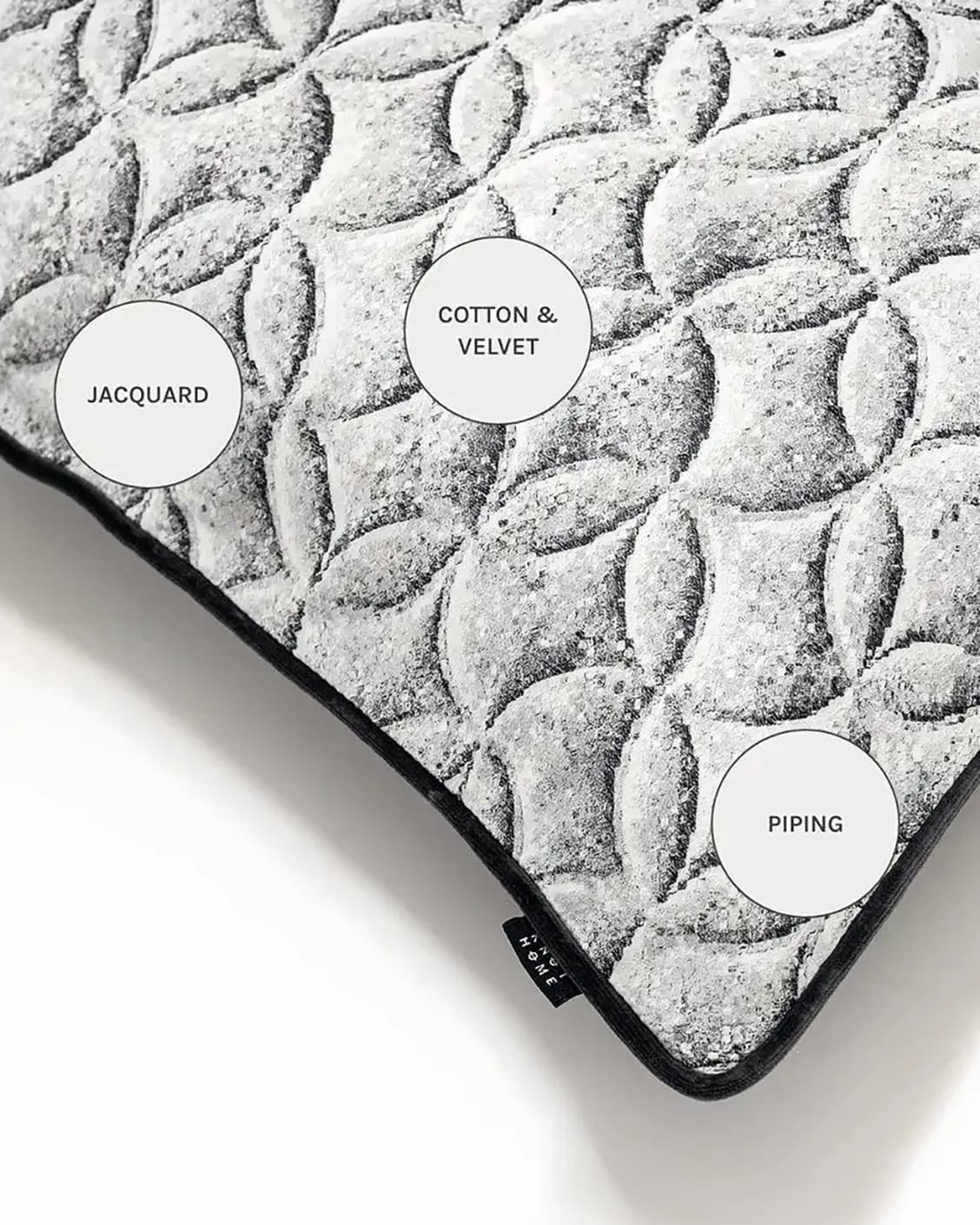 Heera Steele cushions in white and black, shown in a product close-up as image 9