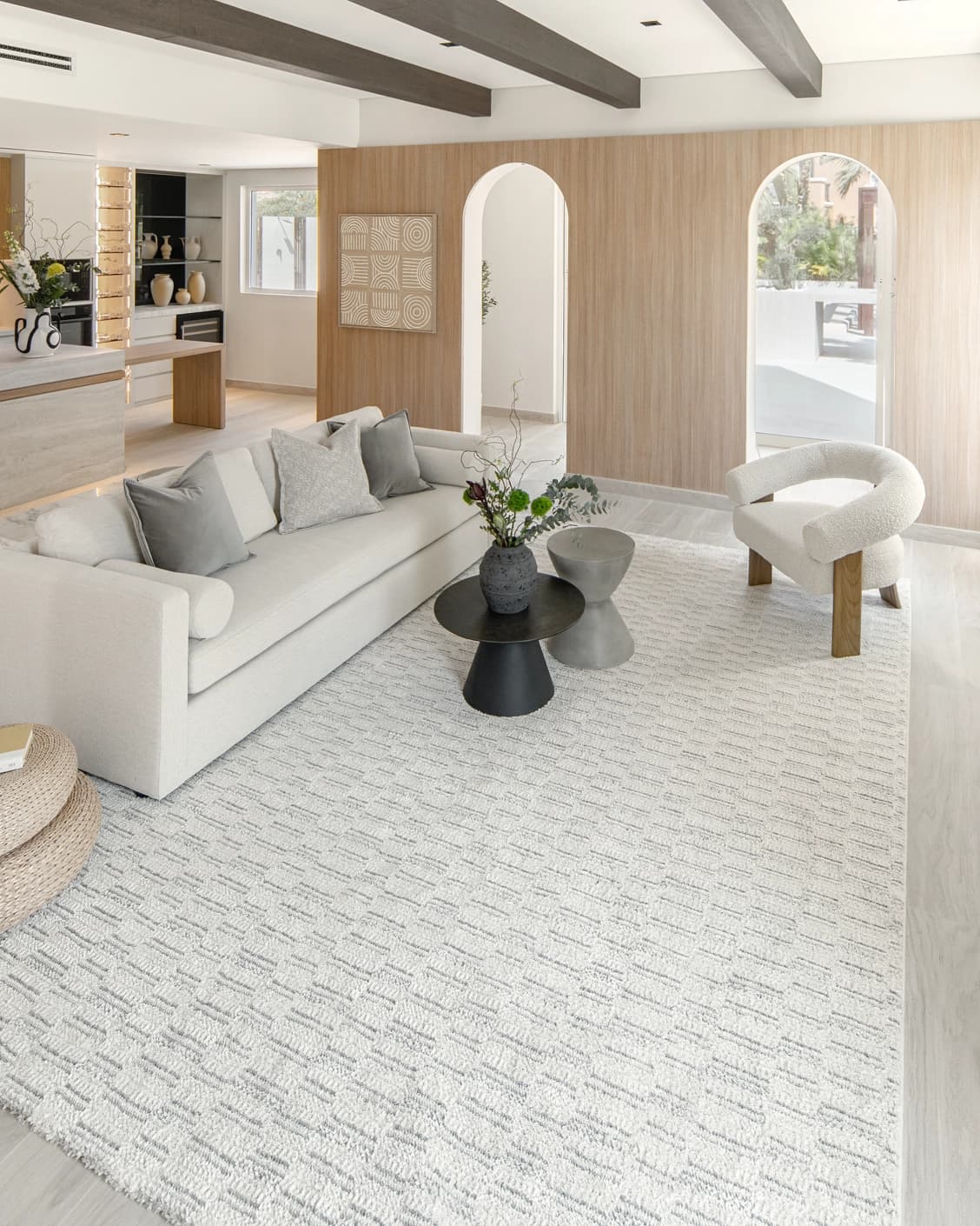 Henry Alba carpet in ivory and grey, shown in a lifestyle front view as image 5