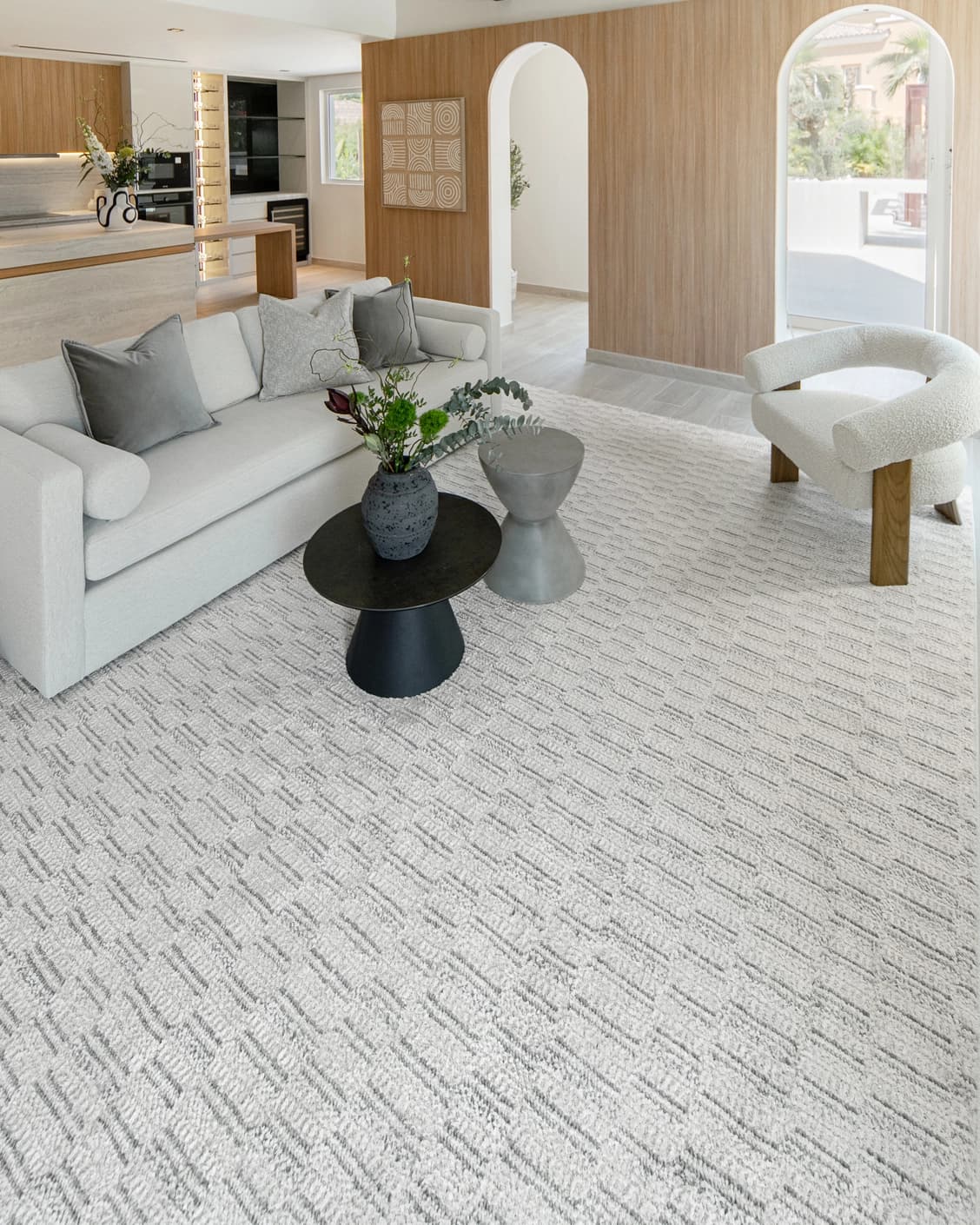 Henry Alba carpet in ivory and grey, shown in a lifestyle right view as image 8