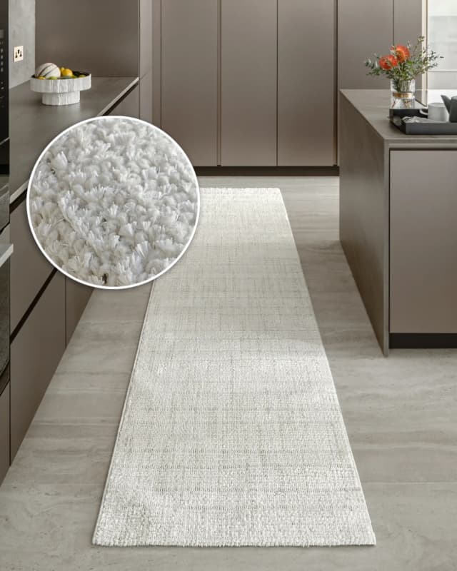 Henry Bianca Runners carpet in ivory and pearl, shown in a lifestyle front view