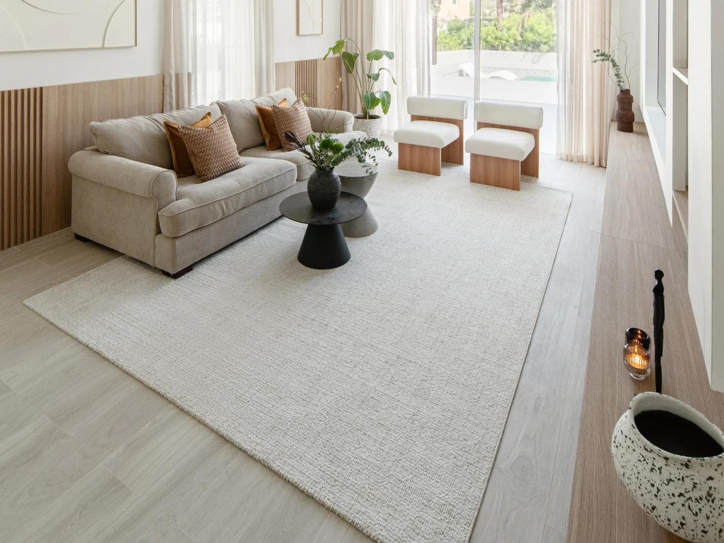 Henry Bianca carpet in ivory and pearl, shown in a lifestyle front view as image 5