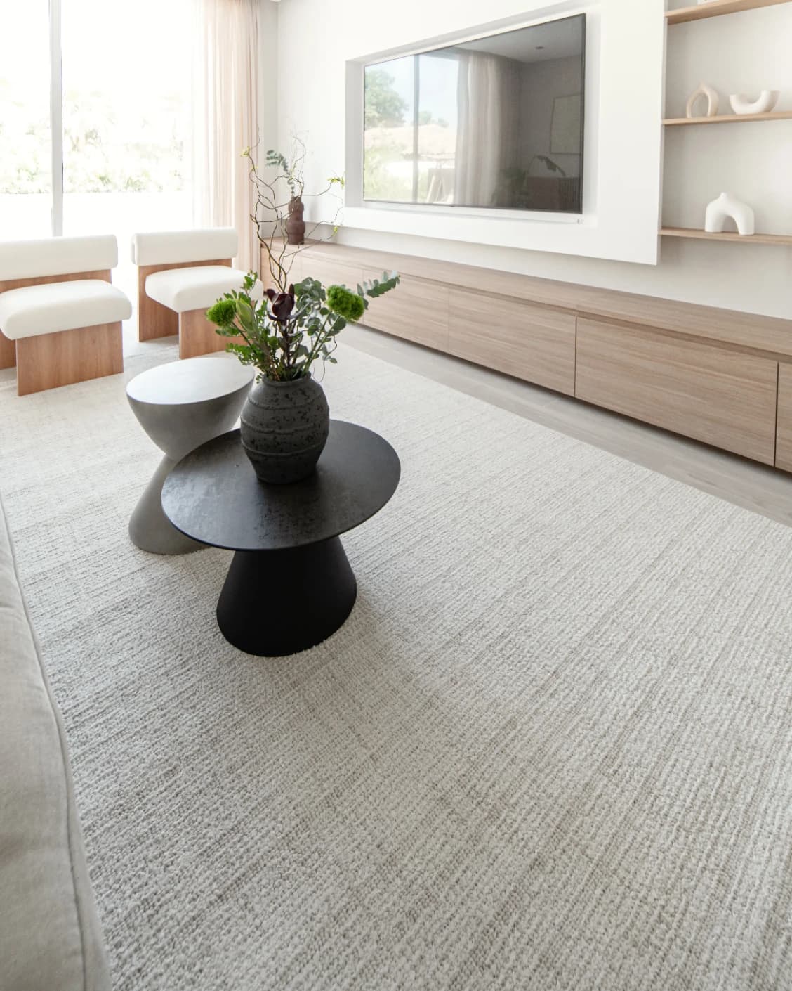 Henry Bianca carpet in ivory and pearl, shown in a lifestyle left view as image 7