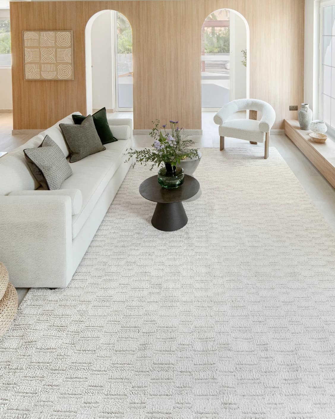 Henry Dune carpet in beige, shown in a lifestyle front view as image 4