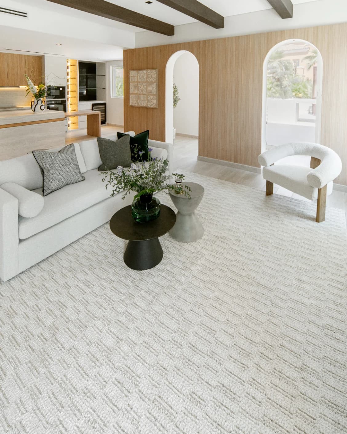 Henry Dune carpet in beige, shown in a lifestyle front view as image 5