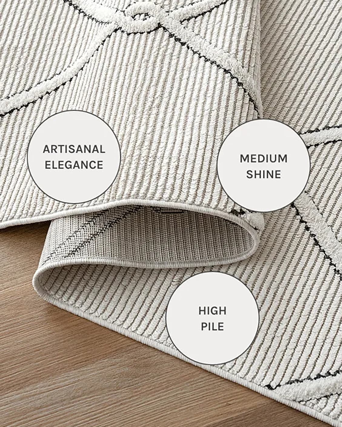 Henry Dusty carpets in ivory and charcoal, shown in a close-up as image 13