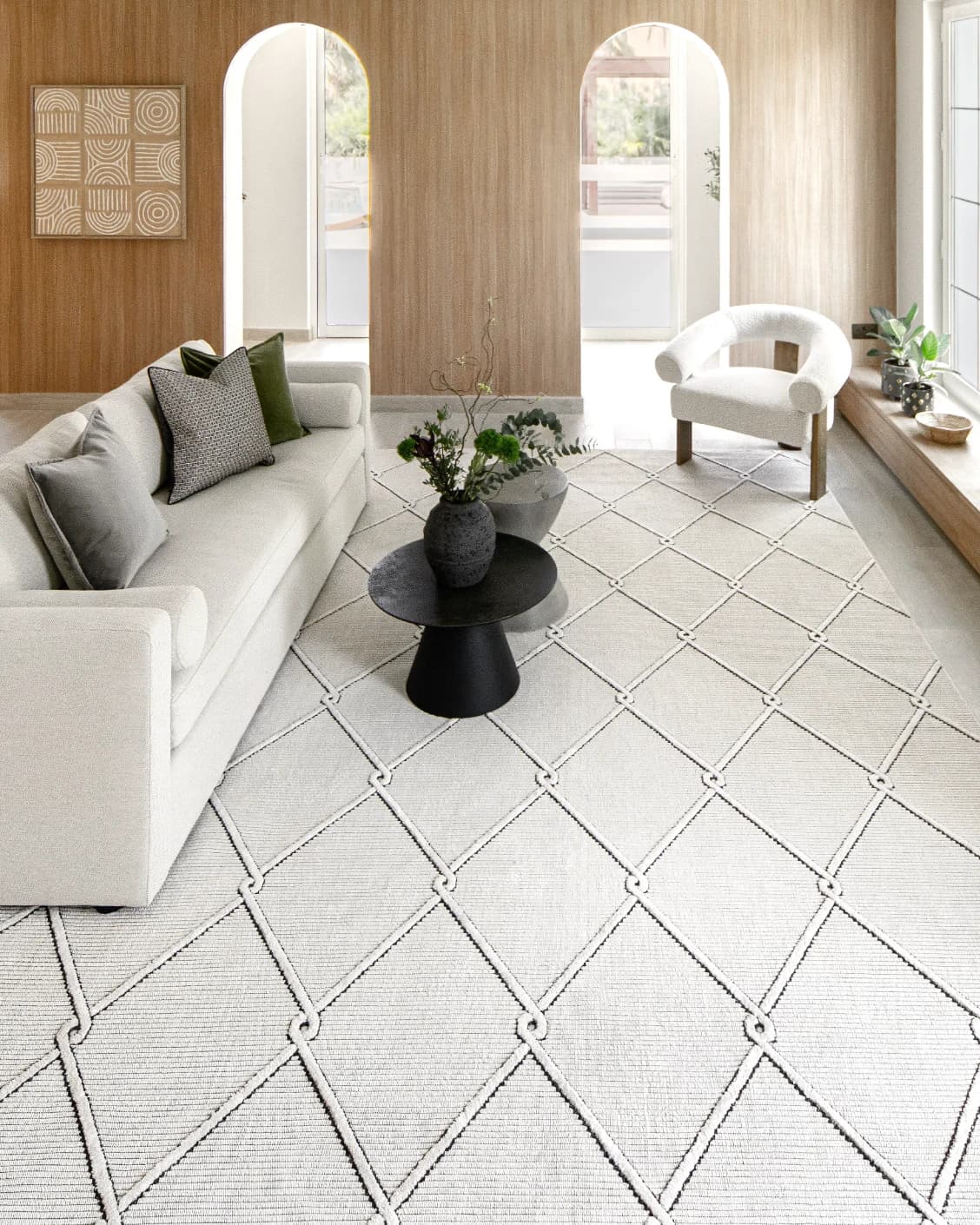 Henry Dusty carpet in ivory and charcoal, shown in a lifestyle front view as image 6