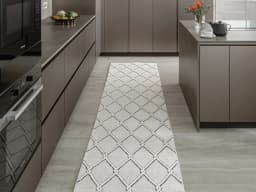 Henry Dusty Runners carpet in ivory and charcoal, shown in a lifestyle front view