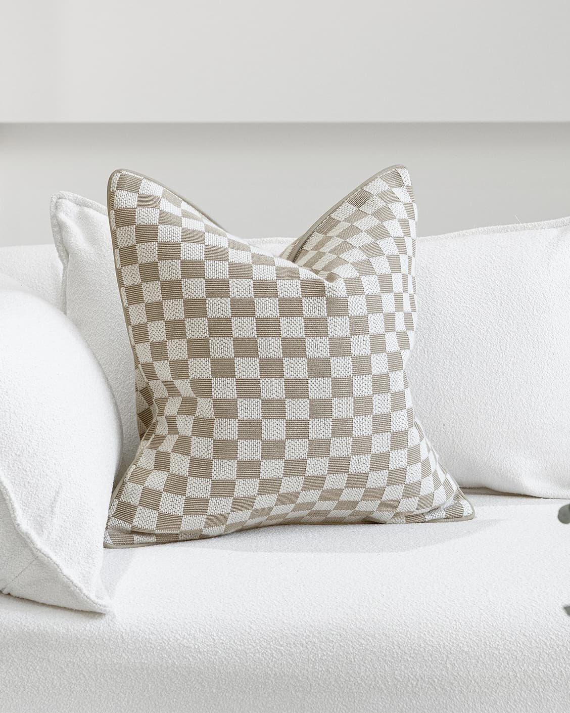 Ina Klimt cushion in beige, shown in a lifestyle front view as image 2