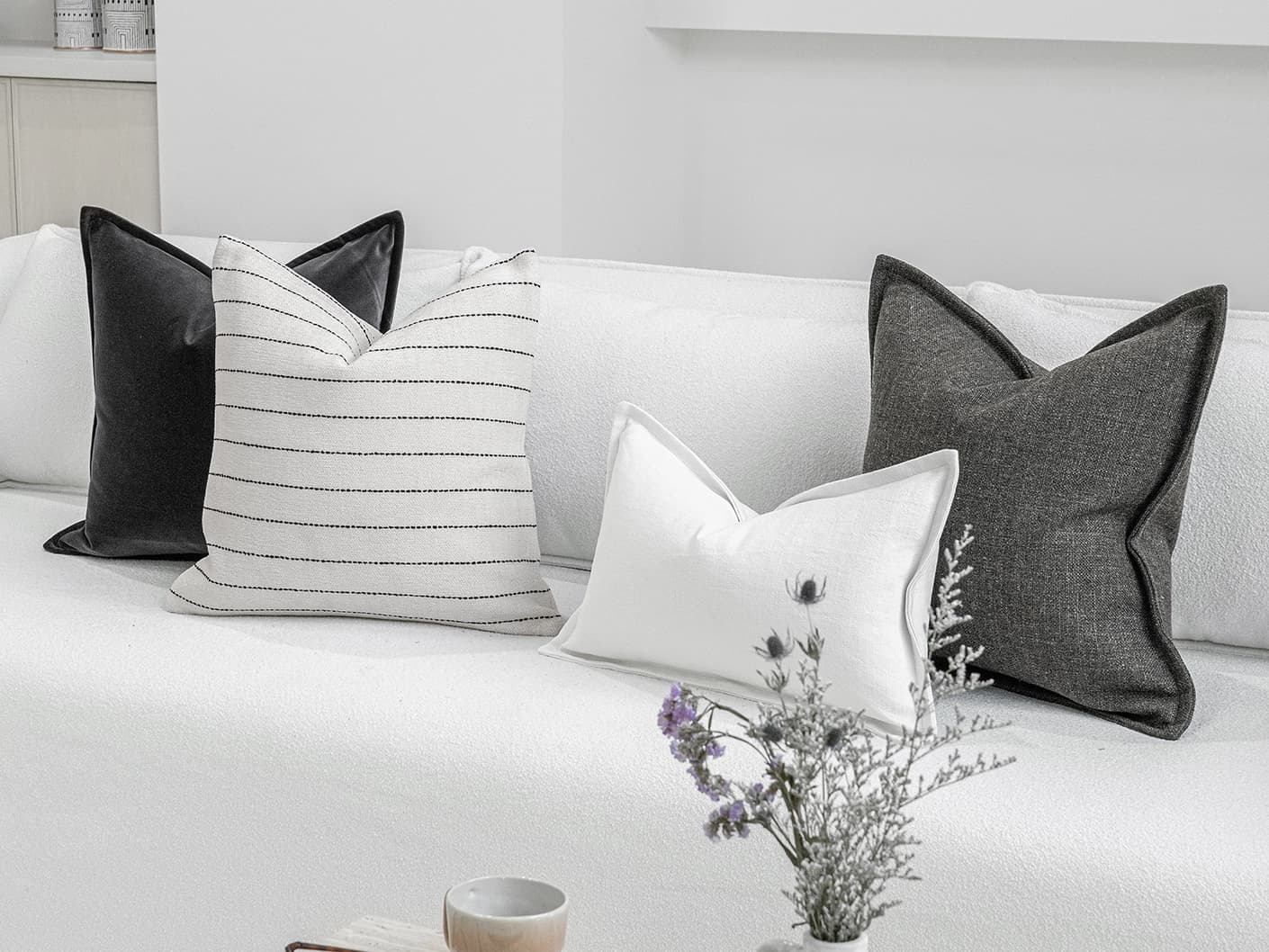 Ising Bundle bundle cushions, shown in a lifestyle front view