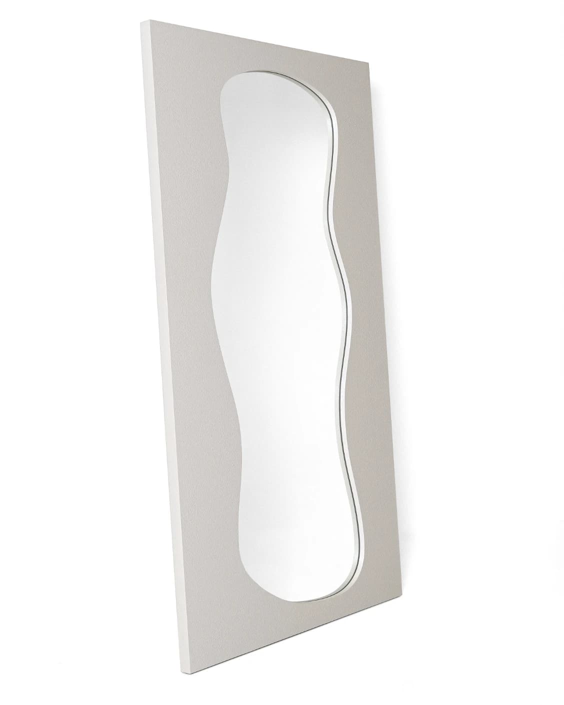 Ivrea mirror in soft ivory and stone, shown in a product left view as image 1