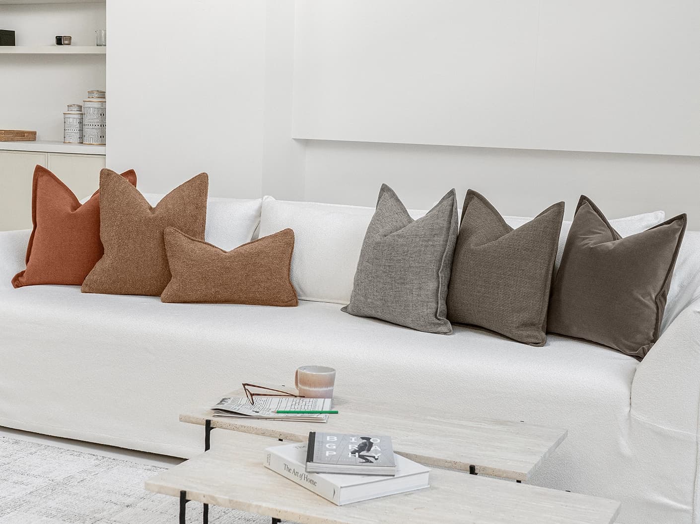 Izaak Bundle bundle cushions, shown in a lifestyle front view