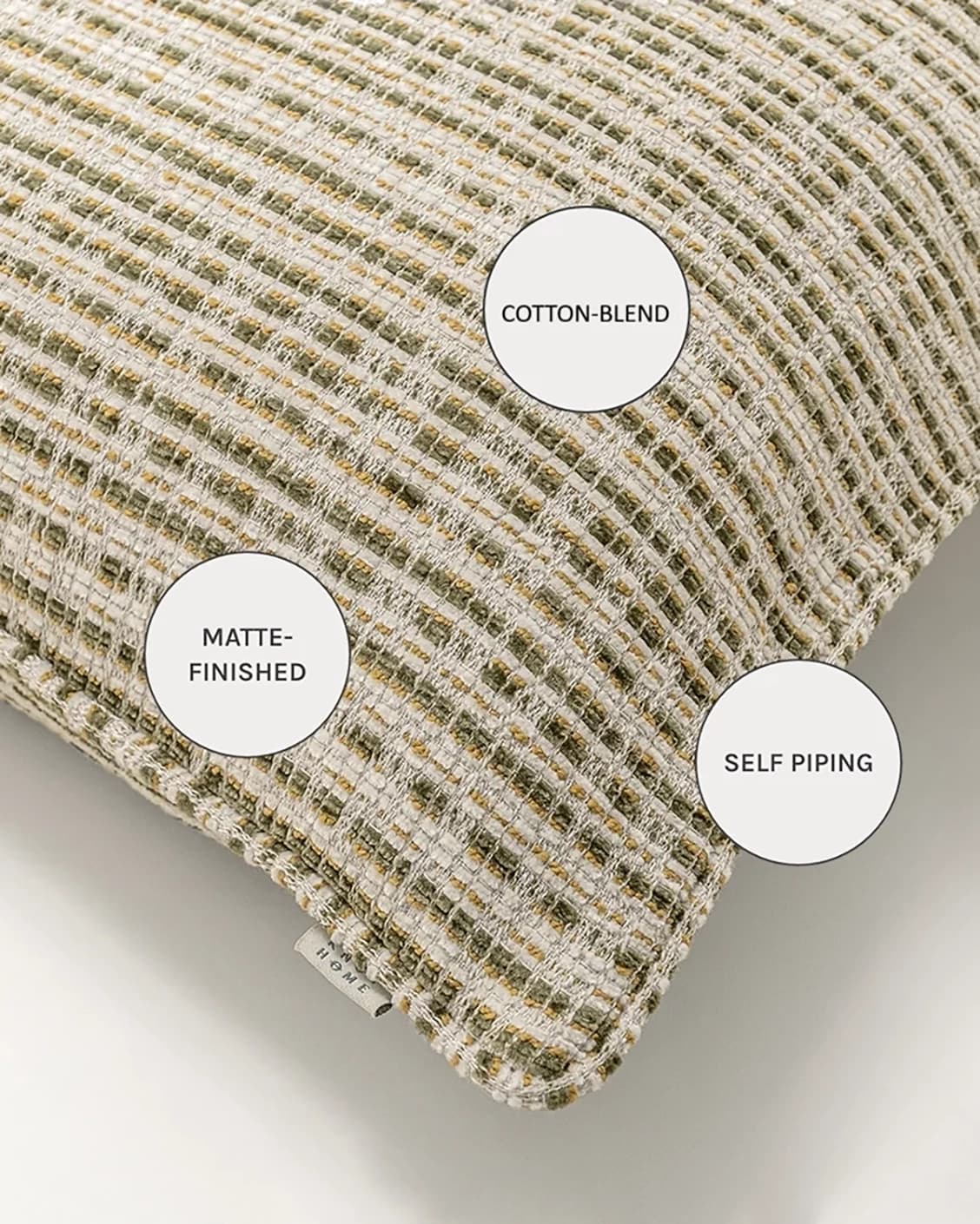 Izzy Olive cushions in olive and ivory, shown in a product close-up as image 10