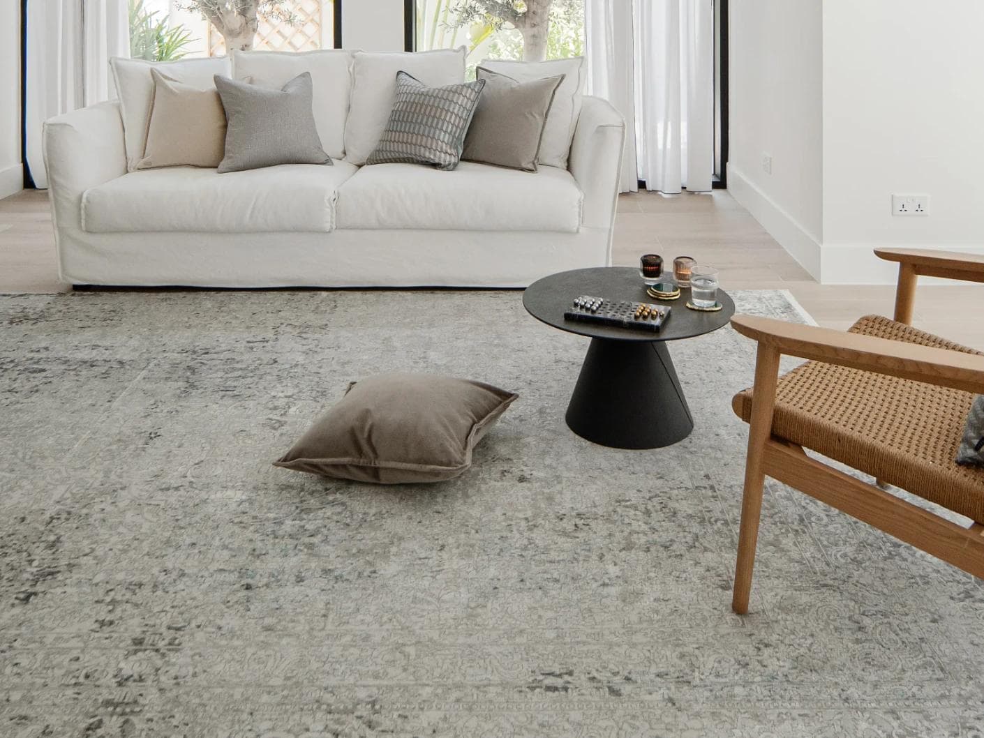 Jacob Alba carpet in grey, shown in a lifestyle front view as image 4