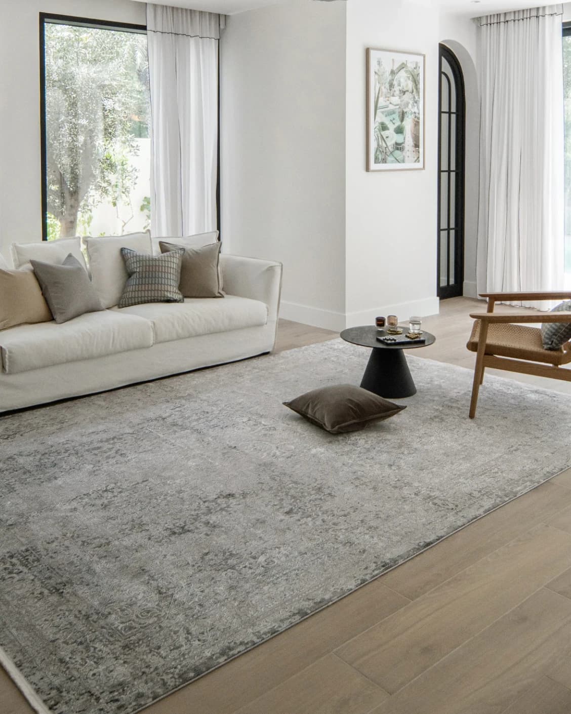 Jacob Alba carpet in grey, shown in a lifestyle left view as image 7