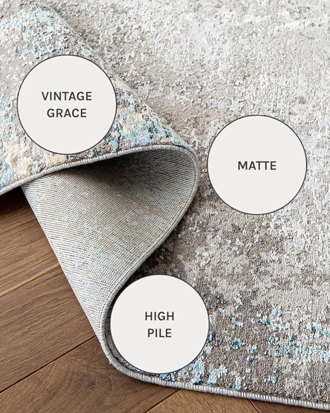Jacob Azure carpets in azure, grey and blue, shown in a close-up as image 15
