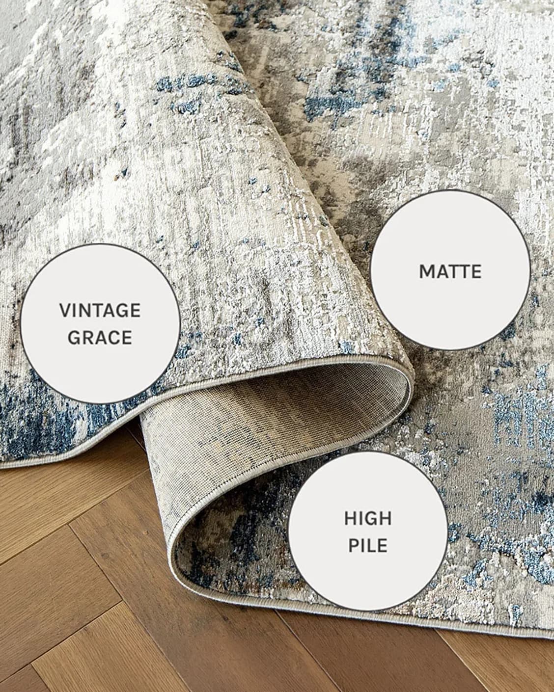 Jacob Sky carpets in sky, blue and grey, shown in a close-up as image 13