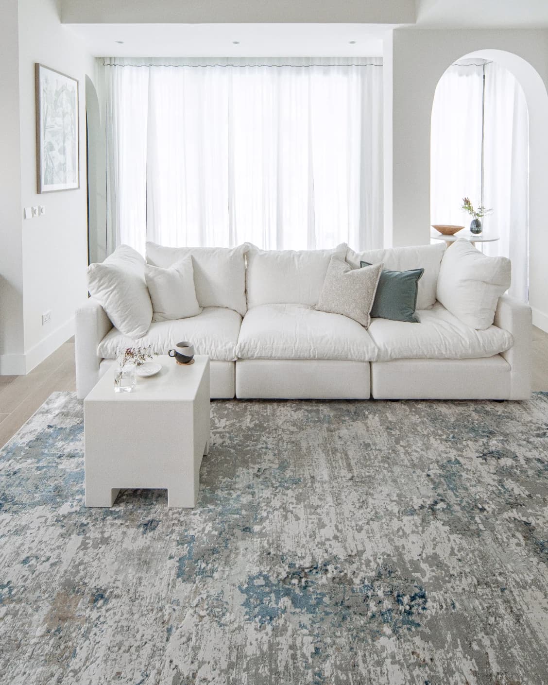 Jacob Sky carpet in blue and grey, shown in a lifestyle front view as image 4