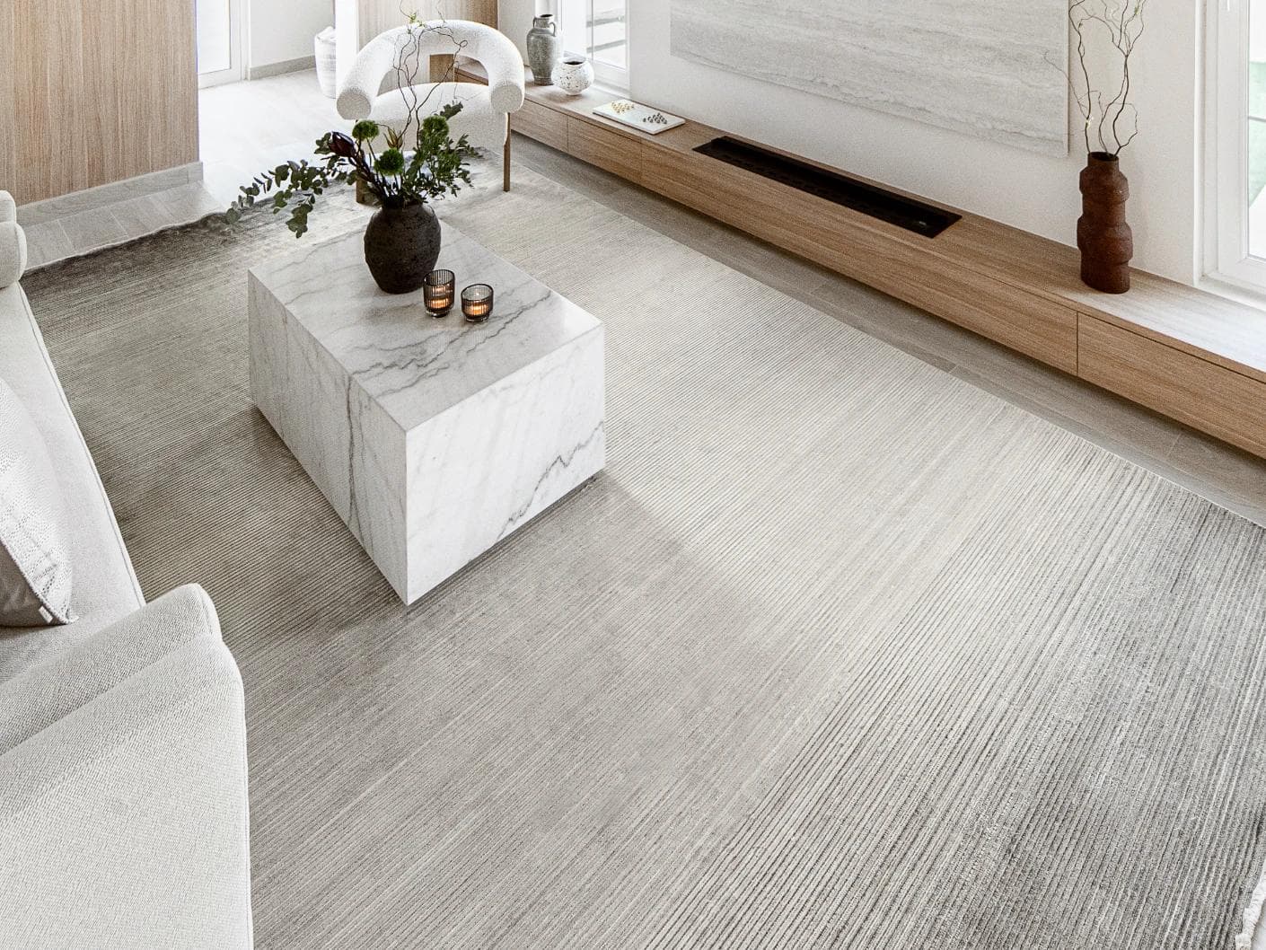 Jade Ashton carpets in grey, shown in a lifestyle left view as image 3