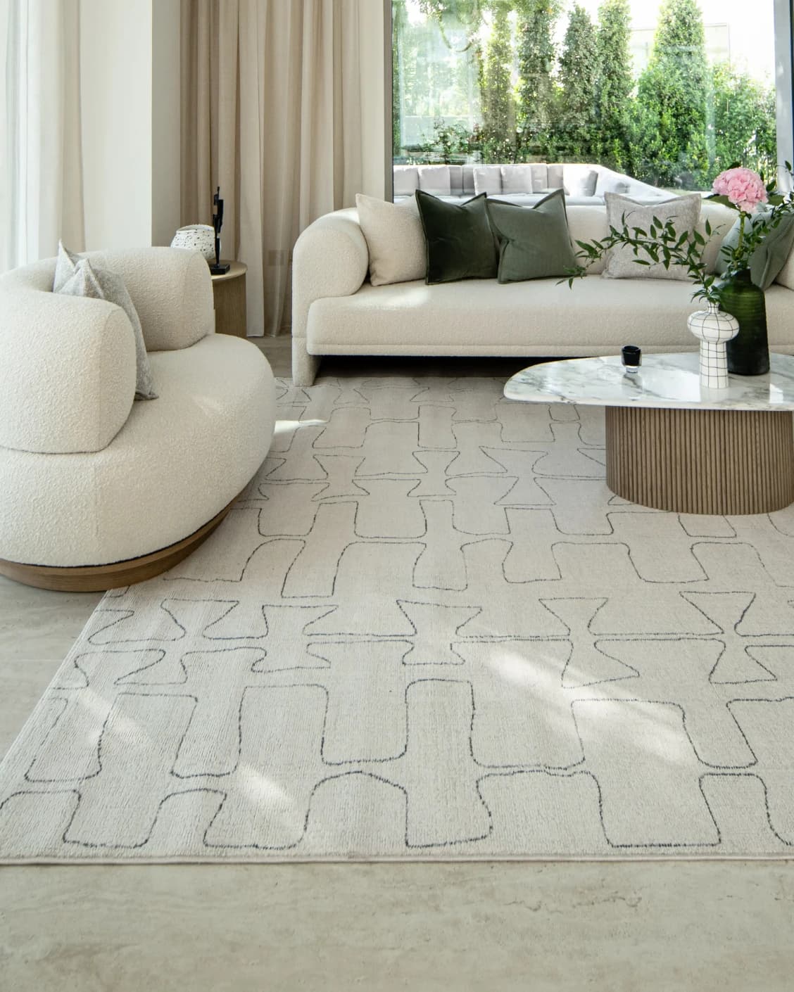 Jaxon Bianca carpet in ivory and charcoal, shown in a lifestyle front view as image 6