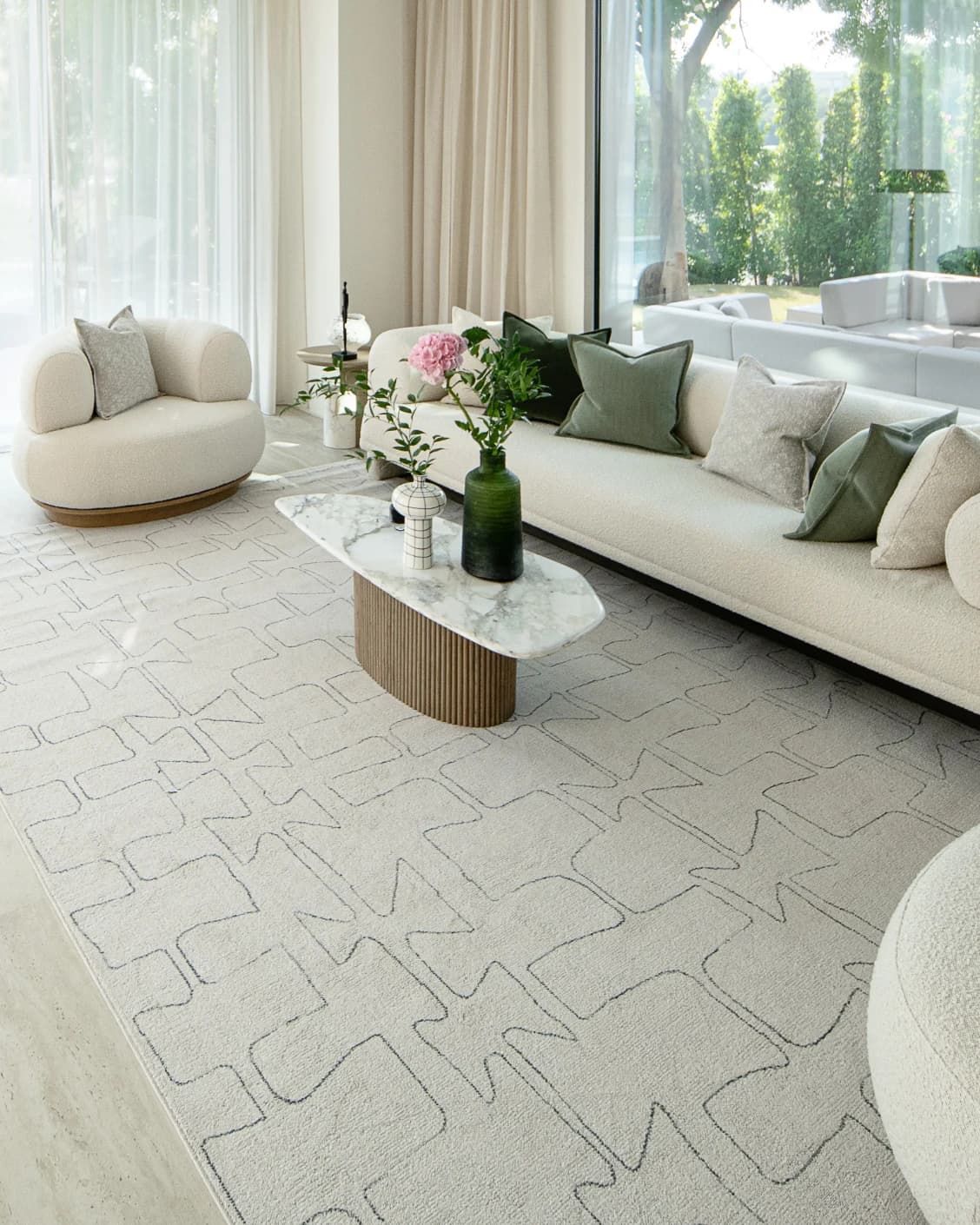 Jaxon Bianca carpet in ivory and charcoal, shown in a lifestyle right view as image 7
