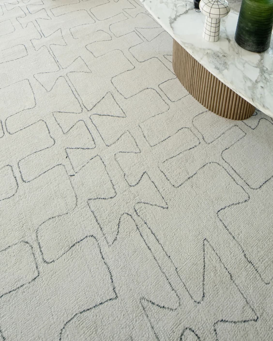 Jaxon Bianca carpet in ivory and charcoal, shown in a lifestyle top view as image 9