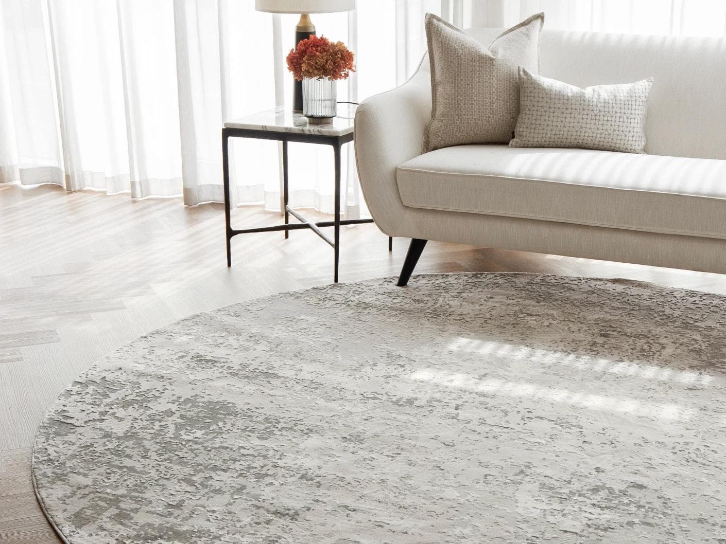 Jay Ashton carpets in grey, shown in a lifestyle right view as image 2