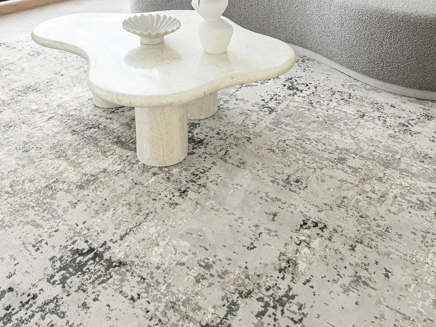 Jay Haywoods carpets in grey, shown in a lifestyle close-up as image 1
