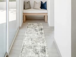 Jay Haywoods Runners carpet in grey, shown in a lifestyle front view