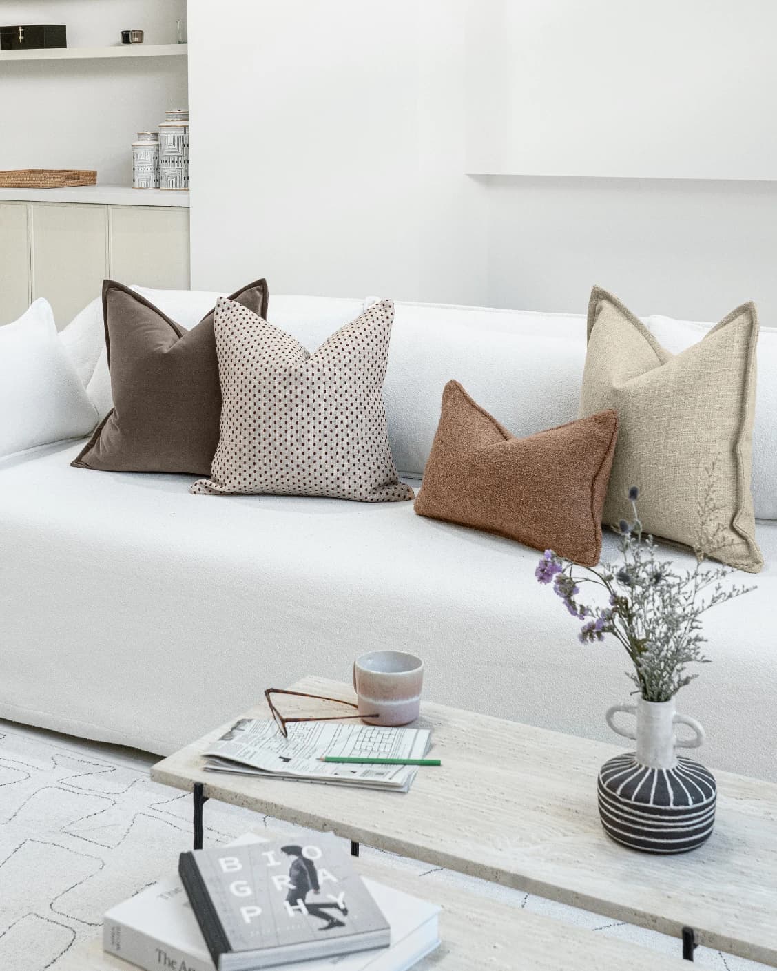Josh Bundle cushion, shown in a lifestyle front view as image video image