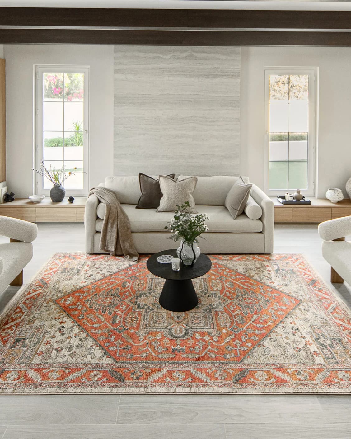Julian Copper carpet in red and beige, shown in a lifestyle front view as image 4