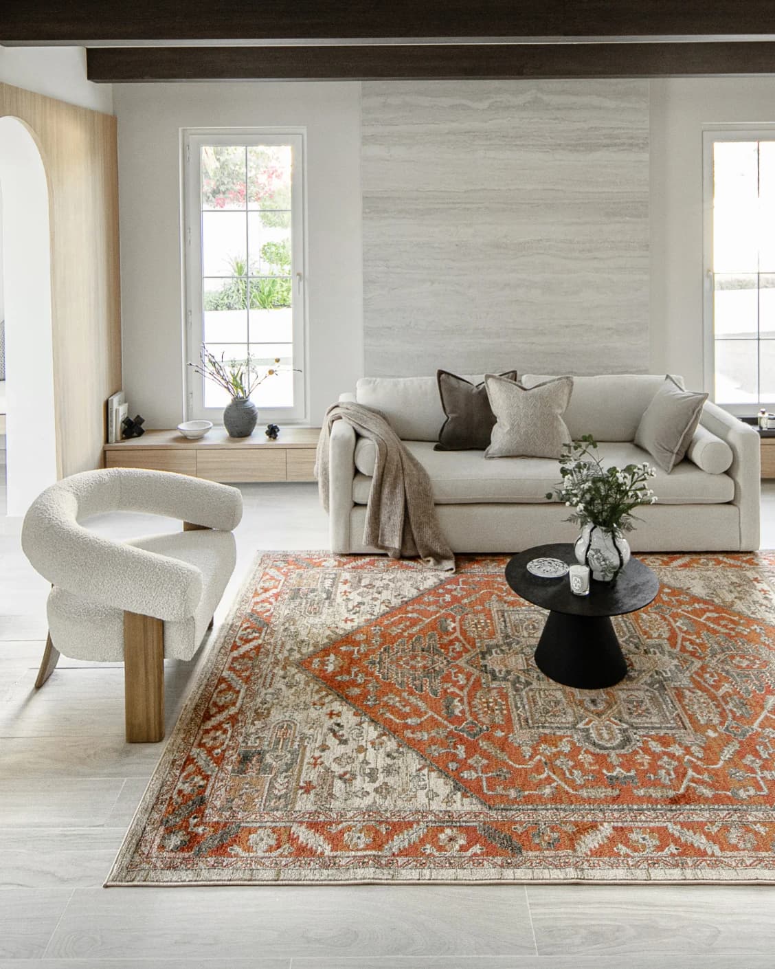 Julian Copper carpet in red and beige, shown in a lifestyle front view as image 5