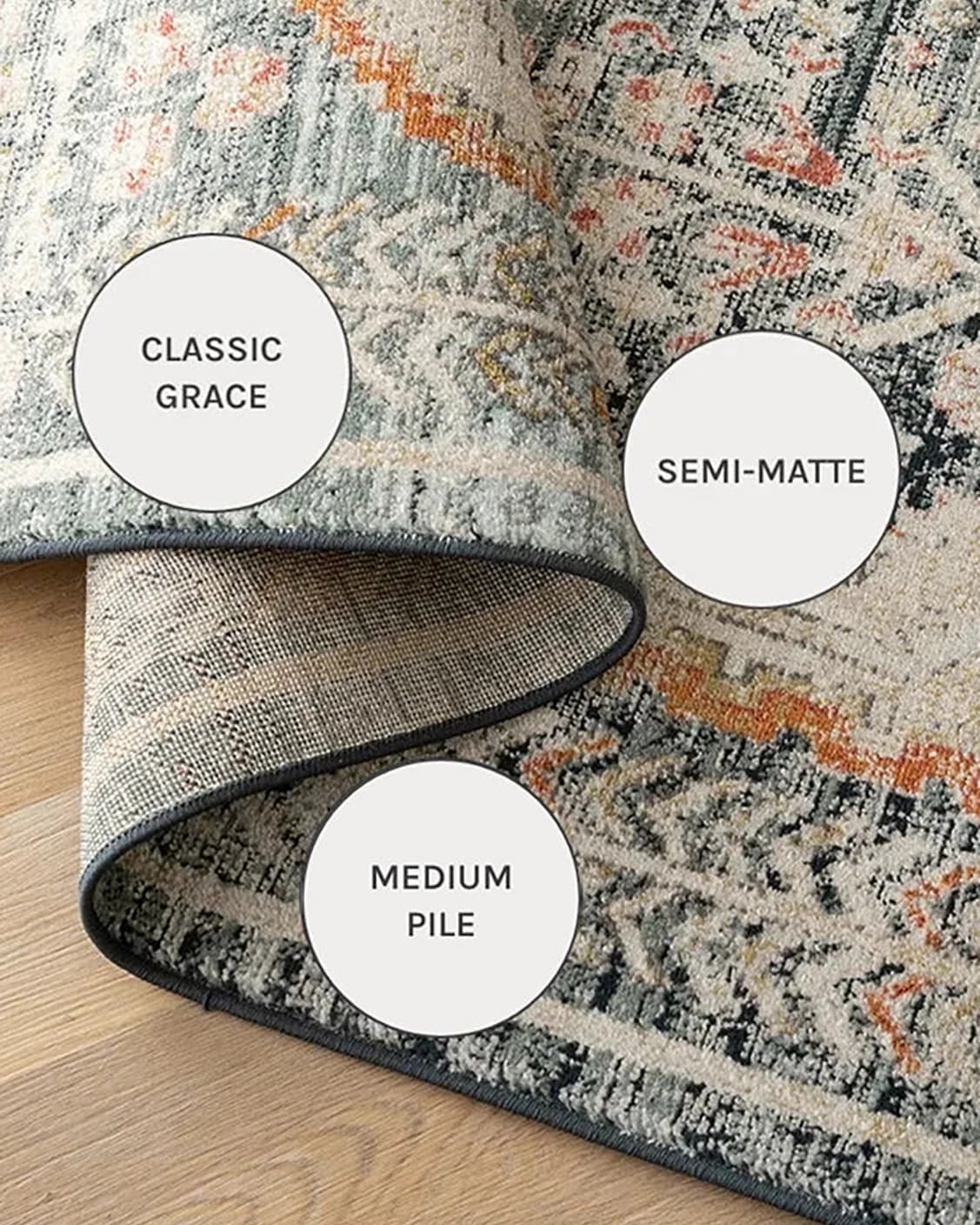 Julian Navy carpets in navy, beige, blue and multicolour, shown in a close-up as image 5