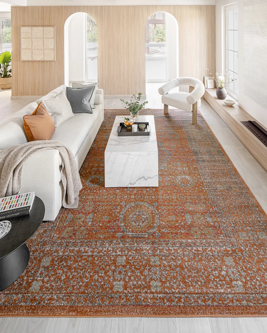 Julian Rust Runners carpet in orange, shown in a lifestyle front view as image 4