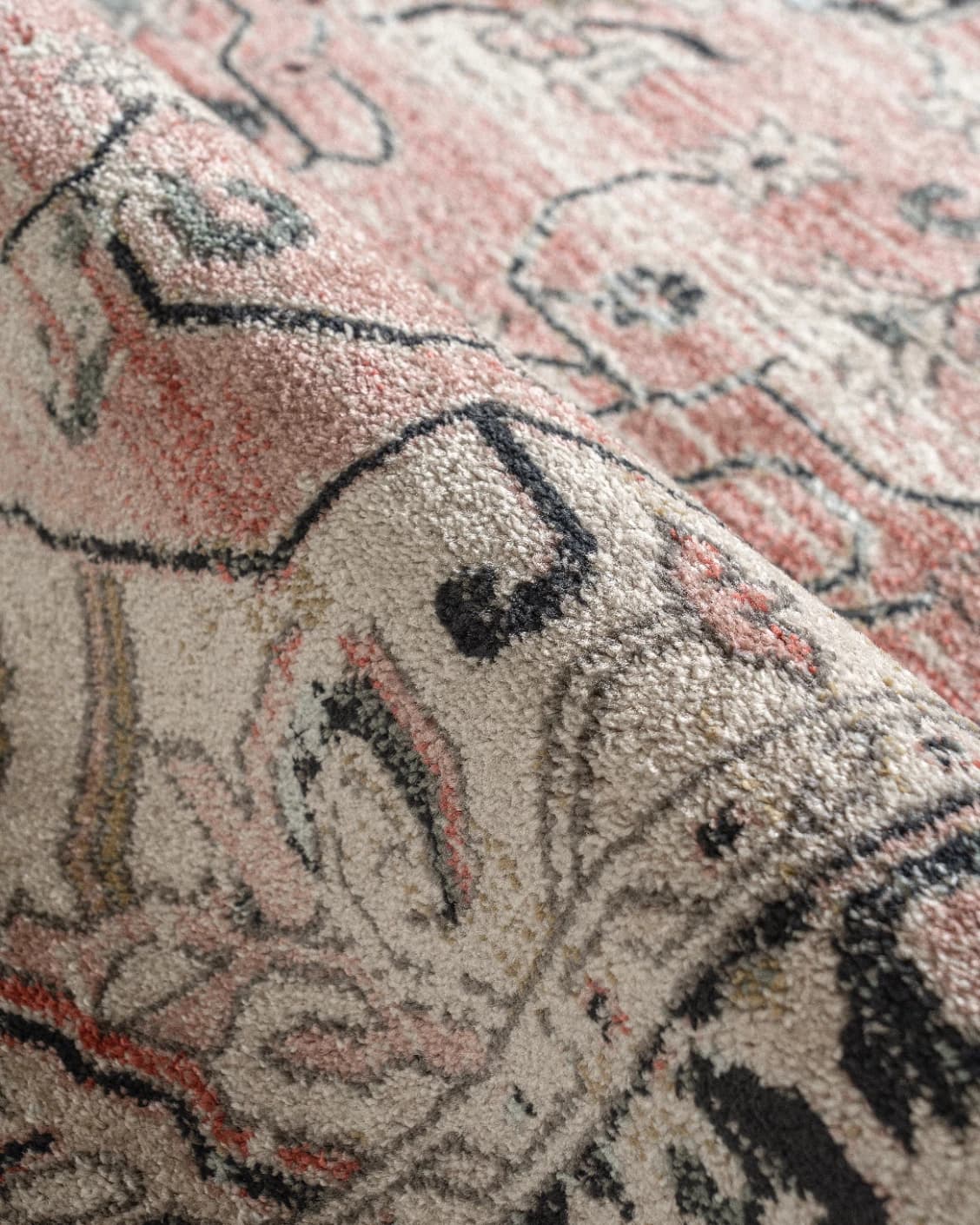Julian Terracotta Runners carpet in grey and pink, shown in a product close-up as image 11