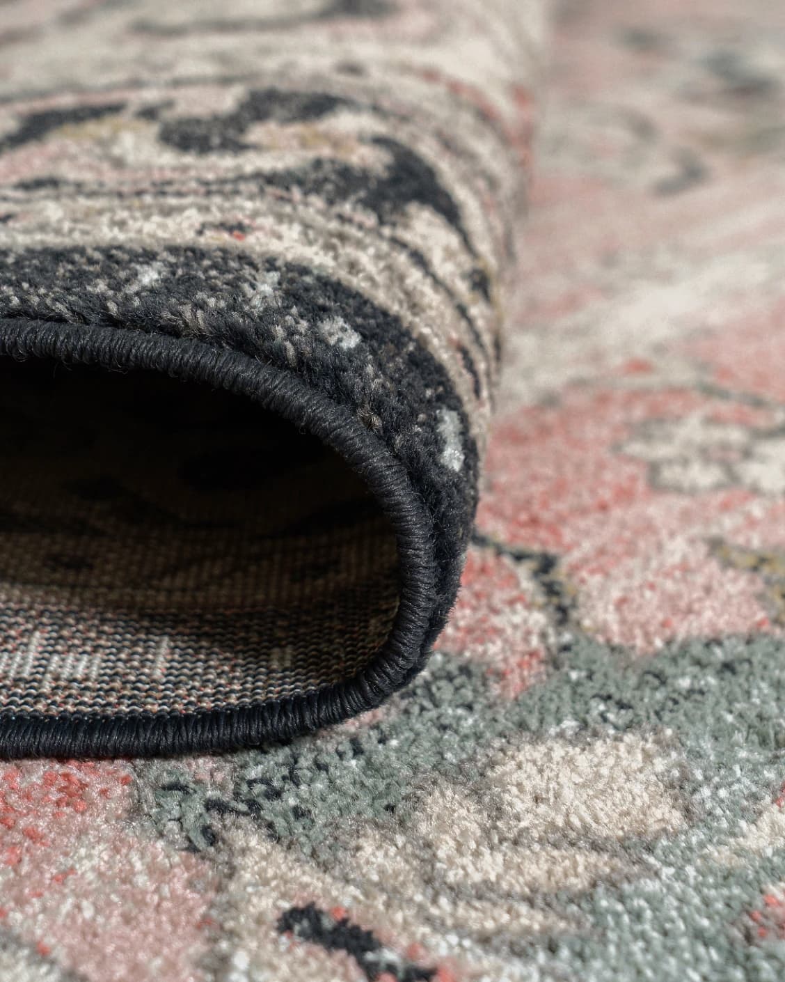 Julian Terracotta Runners carpet in grey and pink, shown in a product close-up as image 9