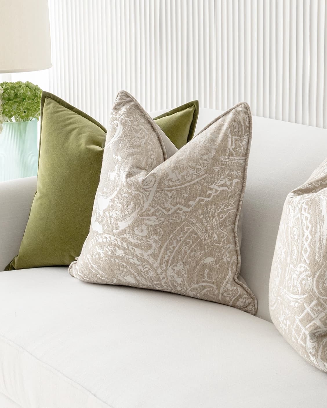 Juniper Bundle bundle - indoor in green, beige and silver, shown in a lifestyle right view as image 1