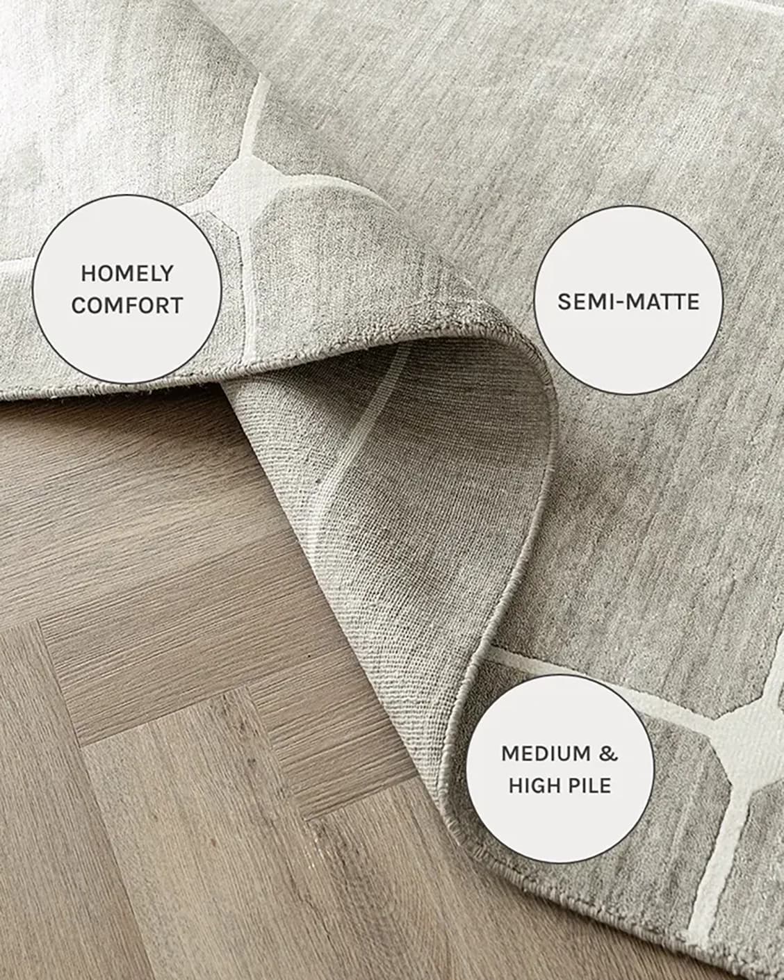 Justin Dune carpets in dune and grey, shown in a close-up as image 7