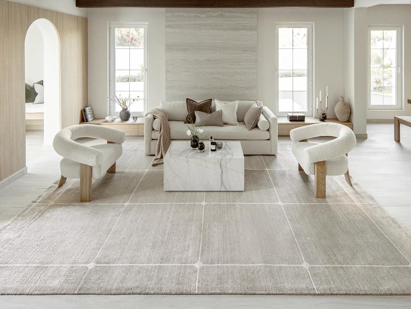 Justin Dune carpets in grey, shown in a lifestyle front view as image 3