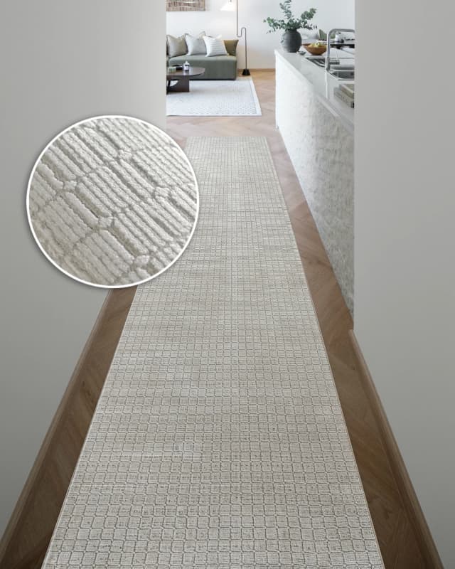 Laino Alba Runners carpet in ivory and grey, shown in a lifestyle front view as image 2